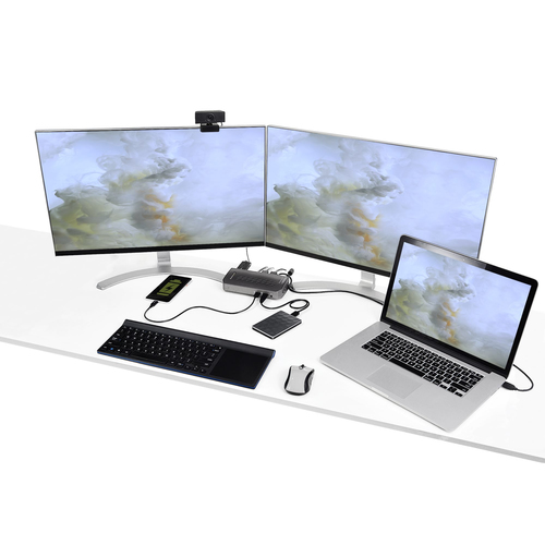 StarTech.com USB-C USB-A Dock - Hybrid Universal USB 3.0 Laptop Docking Station - Dual Monitor 4K 60Hz HDMI/DisplayPort - 