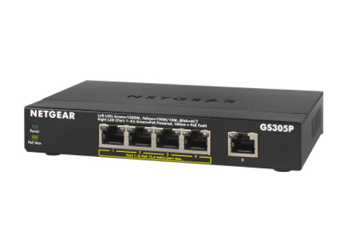 NETGEAR GS305Pv2. Switch type: Unmanaged. Basic switching RJ-45 Ethernet ports type: Gigabit Ethernet (10/100/1000), Basic