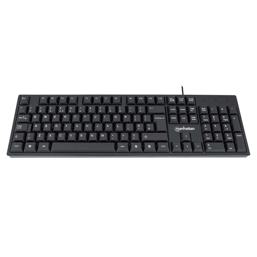 Manhattan Keyboard UK USB Wired, Standard Qwerty layout, Black, Full Size Keys, Cable 1.5m, USB-A connection, Plug and Pla