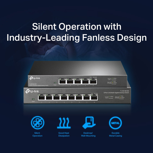 TP-Link TL-SG108-M2 8 Anschlüsse Ethernet-Switch - 2.5 Gigabit Ethernet - 2.5GBase-T - 2 Unterstützte Netzwerkschicht - 15