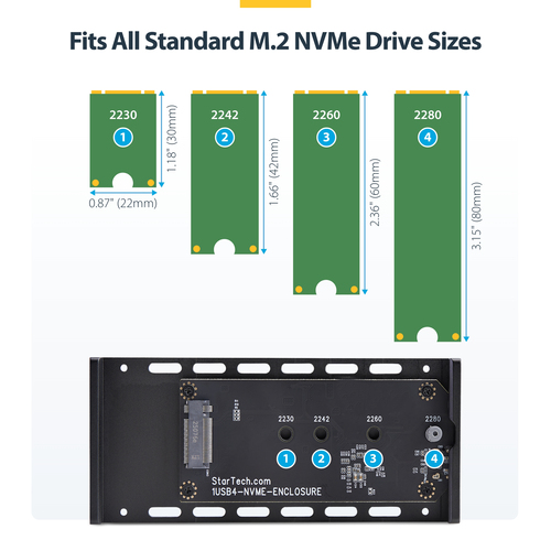 StarTech.com Drive Enclosure M.2, PCI Express NVMe 4.0, PCI Express NVMe 4.0 x4 - USB4 Host Interface - UASP Support Porta