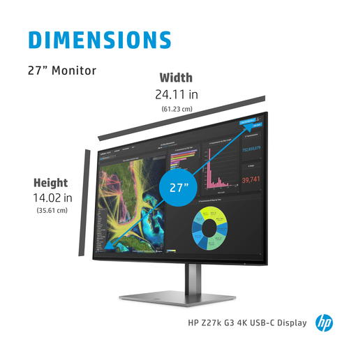 HP Z27K G3 68,6 cm (27 Zoll) 4K UHD LED LCD-Monitor - 16:9 Format - 685,80 mm Class - IPS-Technologie (In-Plane-Switching)
