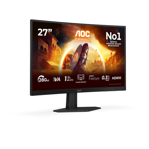 AOC C27G4ZXE 27" Class Full HD Ecrã curvo Monitor LED para jogos - 16:9 - Preto mate - 68,6 cm (27") Viewable - Fast IPS -