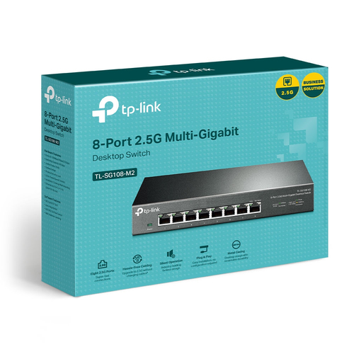 TP-Link TL-SG108-M2 8 Anschlüsse Ethernet-Switch - 2.5 Gigabit Ethernet - 2.5GBase-T - 2 Unterstützte Netzwerkschicht - 15