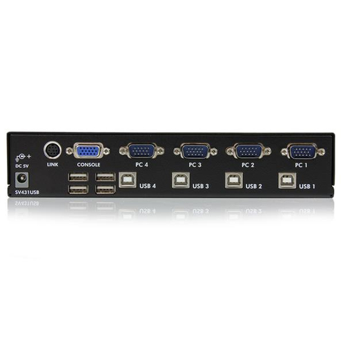 StarTech.com KVM Switchbox - TAA Compliant - 4 Computer(s) - 1 Local User(s) - 1920 x 1440 - 8 x USB - 5 x VGA - 1U - Rack
