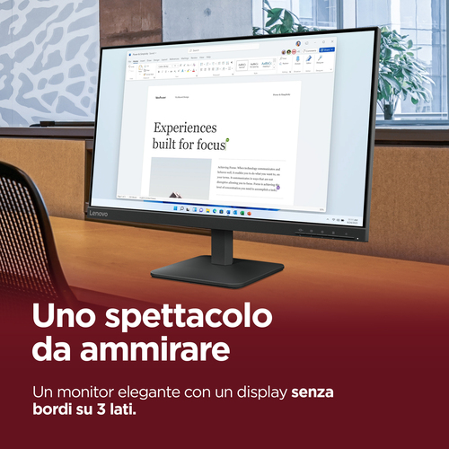 Lenovo L24-4e Monitor SCATOLA APERTA E DANNEGGIATA Dimensioni diagonale schermo: 60,5 cm (23.8"), Risoluzione del display: