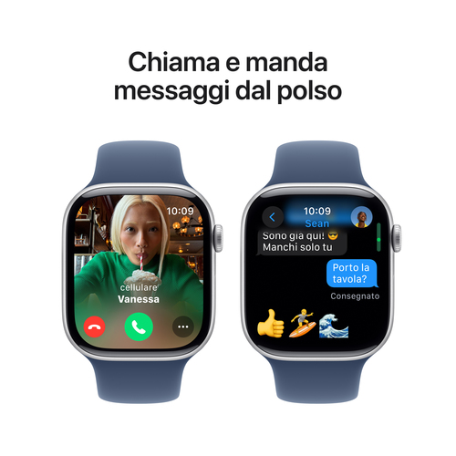 Apple Watch Series 10 Serie 10 GPS 46mm Cassa in Alluminio Color Argento con Denim Sport Band - M/L. Tecnologia display: O