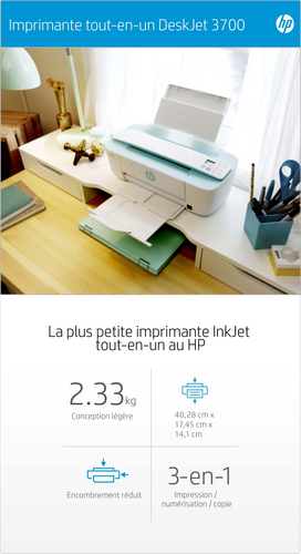 HP DeskJet 3762 All-in-One Printer, Color, Printer for Home, Print, copy, scan, wireless, Wireless; Instant Ink eligible; 