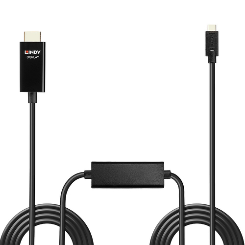 Lindy 10m USB Type C to HDMI 4K60 Adapter Cable with HDR. Cable length: 10 m, Connector 1: USB Type-C, Connector 2: HDMI T