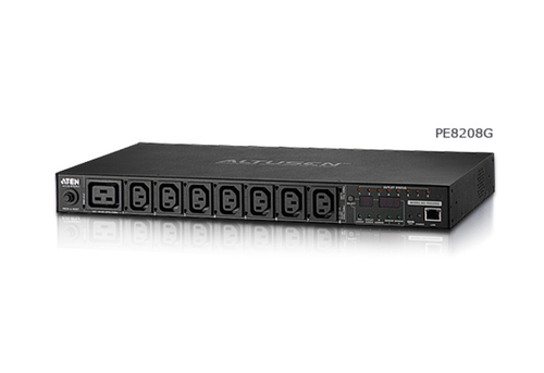 ATEN 8-Port Intelligent 1U ECO Power Distribution Unit (PDU), Metered & Switched by Outlet (7 x C13, 1 x C19) 16Amp. PDU t
