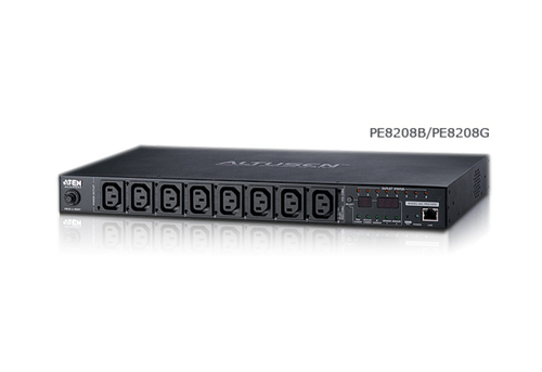 ATEN 8-Port Intelligent 1U ECO Power Distribution Unit (PDU), Metered & Switched by Outlet (7 x C13, 1 x C19) 16Amp. PDU t