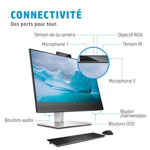 HP E24mv G4 FHD Conferencing Monitor. Display diagonal: 60.5 cm (23.8"), Display resolution: 1920 x 1080 pixels, HD type: 