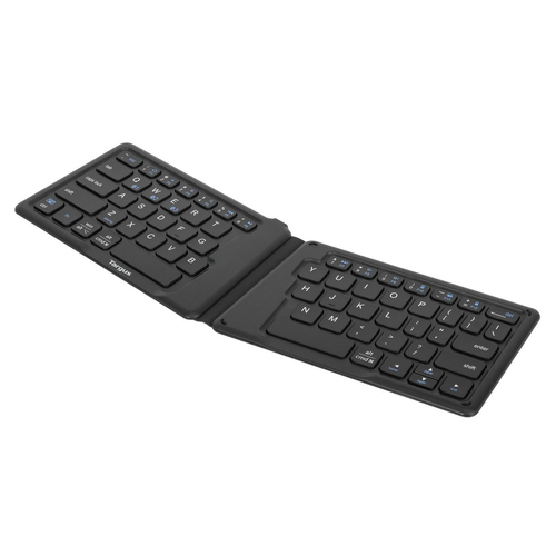 Targus AKF003UK Keyboard - Wireless Connectivity - English (UK) - QWERTZ Layout - Black - Bluetooth - 5.1 - 2.40 GHz - iOS