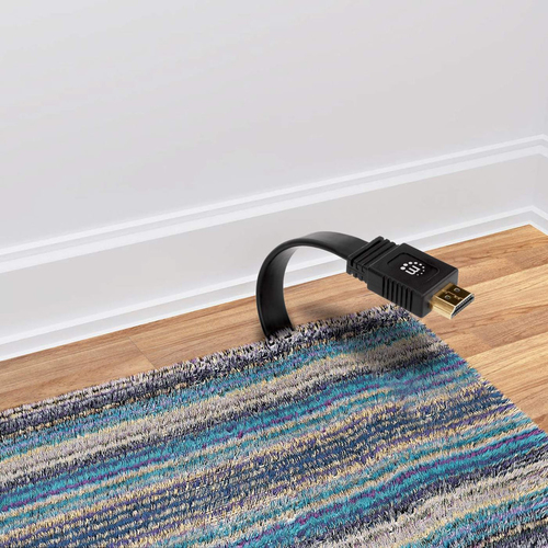 Manhattan HDMI 4K@60Hz Cable with Ethernet - Flat, 0.5m, Suitable for ALL 4K & 1080p/HD uses - when upgrading now or have 