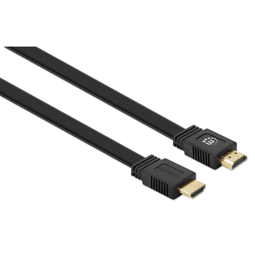 Manhattan HDMI 4K@60Hz Cable with Ethernet - Flat, 0.5m, Suitable for ALL 4K & 1080p/HD uses - when upgrading now or have 