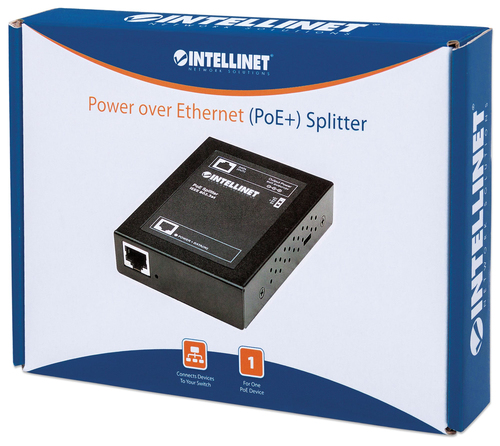 Intellinet 560443 PoE Splitter - 12 V DC, 4 A Output - 1 x 10/100Base-TX Input Port(s) - 1 x 10/100Base-TX Output Port(s) 