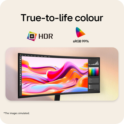 LG UltraWide U6 34U601B, 34-inch WQHD Curved (1800R) 120Hz Monitor, HDR10 & 99% sRGB AMD FreeSync™ Premium. Display diagon