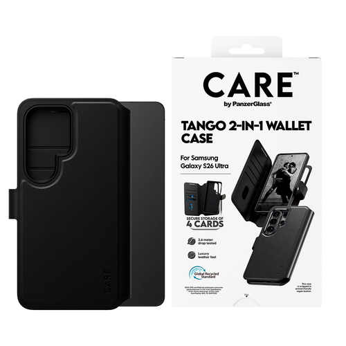 PANZERGLASS CARE TANGO WALLET QI 2-IN-1 GALAXY S26 ULTRA BLACK