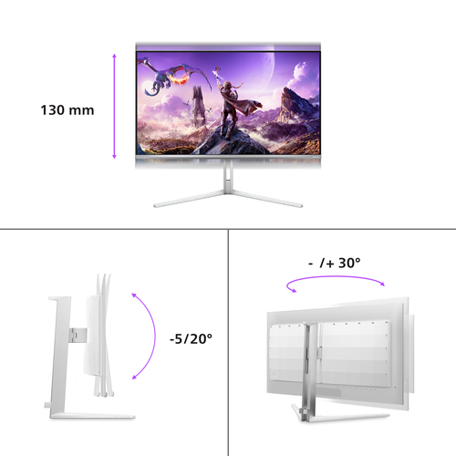 Moniteur OLED gaming Evnia 32M2N8900 31.5" Class WQHD Écran RGB Q-Stripe/ QD OLED - Pied réglable - 21:9 - Blanc - 80 cm (