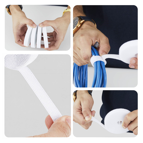 StarTech.com 4er-Pack 4,6 m Klettband-Großrollen, 12,7 mm breit, Weiß, zuschneidbar, wiederverwendbare Kabelbinder, Klettv