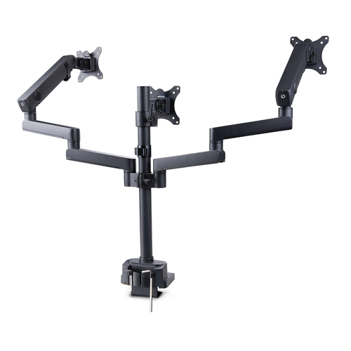StarTech.com Triple Monitor Desk Mount For Up To Three 27in Screens, VESA 75x75/100x100, Tool-Less Arm Adjustments, C-Clam