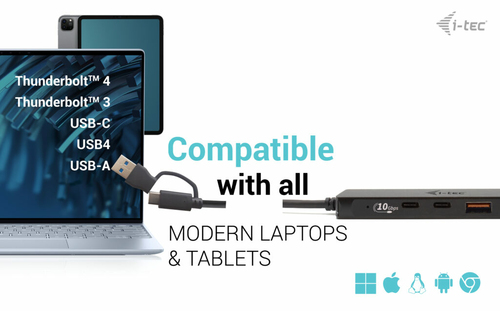 i-tec USB Hub - USB 3.1 Type C - Portable - Black - 4 Total USB Port(s) - 2 USB 3.0 Port(s) - 2 USB 3.1 Port(s) - PC, Mac,