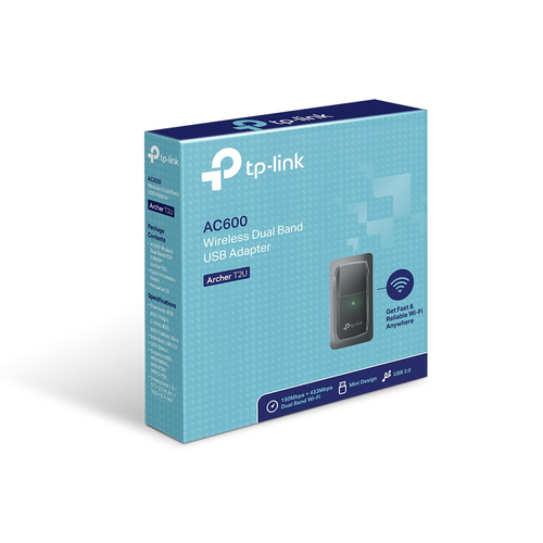 TP-Link Archer T2U IEEE 802.11ac Wi-Fi Adapter for Desktop Computer, Notebook - USB 2.0 - 600 Mbit/s - 2.40 GHz ISM - 5 GH