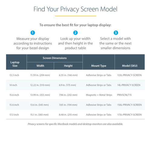 StarTech.com 14in Laptop Privacy Screen For 16:9 Displays, Anti-Glare Privacy Filter with 51% Blue Light Reduction, Matte/