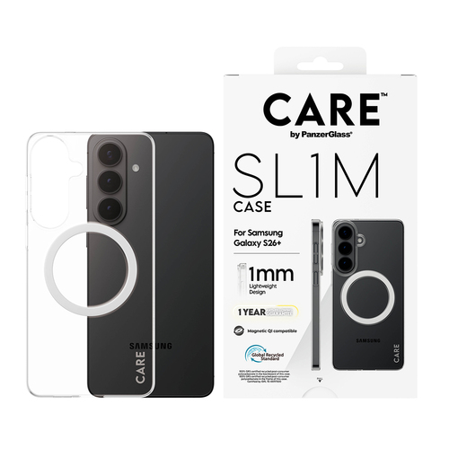 PanzerGlass CARE™ by ® SL1M Case Transparent w. Qi Samsung Galaxy S26+. Case type: Cover, Brand compatibility: Samsung, Co