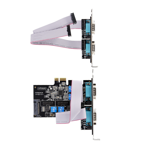 StarTech.com 4-Port Serielle PCIe Karte, PCI Express zu RS232/RS422/RS485 DB9 Serielle Karte, 16C1050 UART, ESD Schutz, Wi