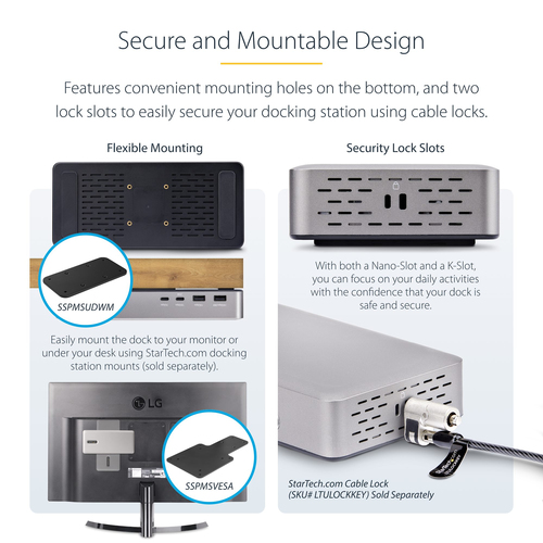 StarTech.com USB4 Docking Station for Tablet, Monitor, Smartphone, Notebook - Charging Capability - 165 W - Space Gray - D