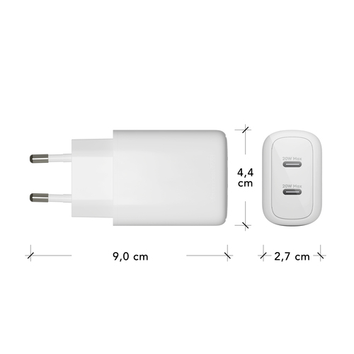 dbramante1928 ApS 20 W AC Adapter - Universal Adapter - 2 USB Type-C - For USB Type C Device, Apple Watch, AirPod, Noteboo