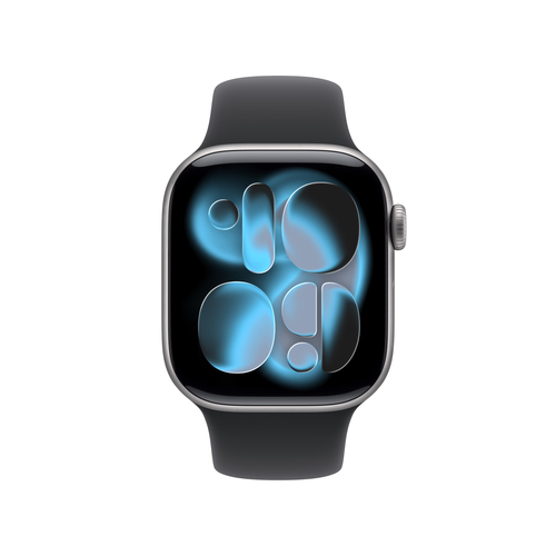 Apple Watch Series 11 Smartwatch - Grau Tasche, Farbe - Schwarz Band Color - Aluminium Gehäusematerial - Gummi Band Materi