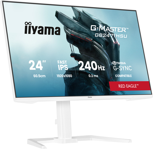 iiyama G-MASTER Red Eagle GB2471HSU-W1 24"" Class Full HD Gaming LCD Monitor - 16:9 - Matte White - 60.5 cm (23.8"") Viewa