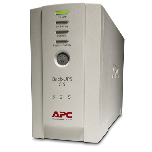APC Back-UPS CS 325VA, 230V, without auto shutdown software, 4 IEC outlets (1 surge). UPS topology: Standby (Offline), Out
