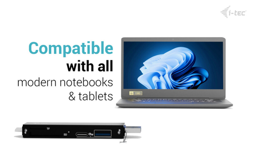 i-tec USB-C/USB-A Dongle SD, TF and 2x USB (1x USB-A, 1x USB-C). Host interface: USB 3.2 Gen 1 (3.1 Gen 1) Type-A + Type-C