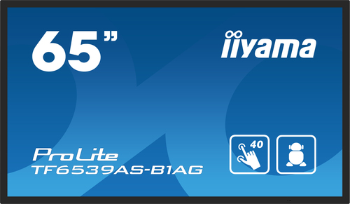 iiyama TF6539AS-B1AG. Produktdesign: Kiosk-Design. Bildschirmdiagonale: 163,8 cm (64.5"), Bildschirmtechnologie: LED, Disp