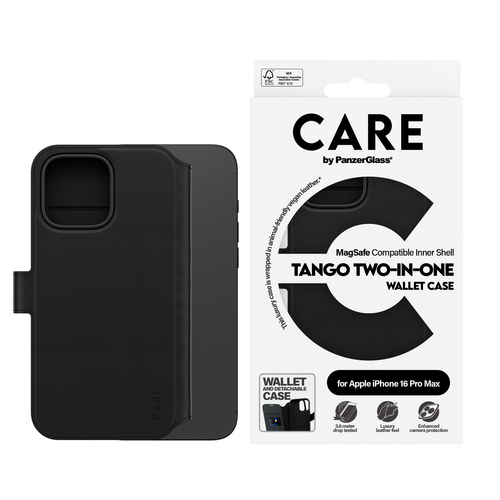 PanzerGlass CARE™ by ® Tango 2-in-1 Wallet Case w. MagSafe iPhone 16 Pro Max. Case type: Cover, Brand compatibility: Apple