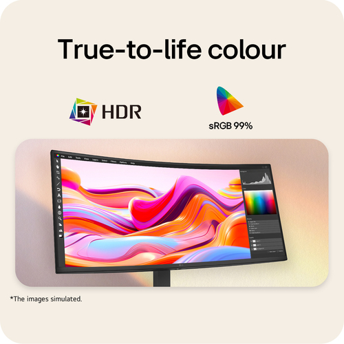 LG UltraWide™ U6 34U640B-B.AEK, 34-inch WQHD Curved (1800R) 144Hz Monitor, HDR10 and 99% sRGB, AMD FreeSync™ Premium. Disp