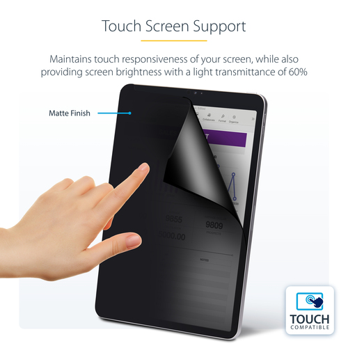 StarTech.com 11IP-PRIVACY-SCREEN. Maximale Bildschirmgröße: 27,9 cm (11"), Geeignet für: Tablets, Typ: Rahmenloser Blicksc