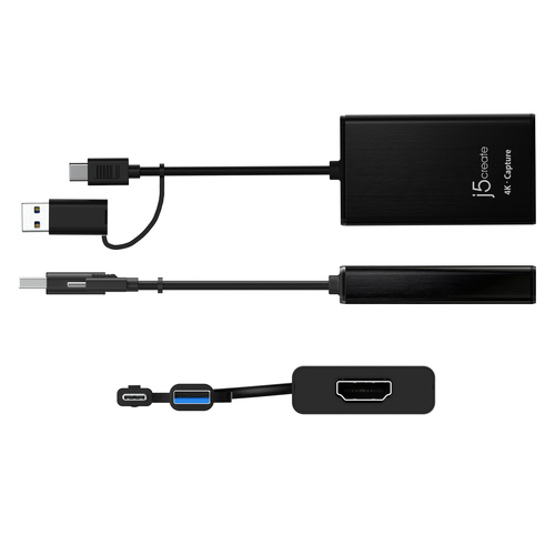 Dispositivo di acquisizione video j5create JVA11-N - Nero - Funzioni: Acquisizione video - 2160p - USB Tipo A, USB 3.2 Tip
