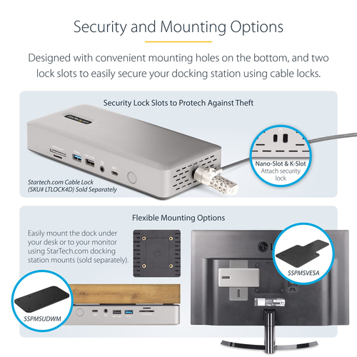 StarTech.com Universal USB4 & Thunderbolt 4 Docking Station, Quad Display on Windows, Dual Display on MacBook, HDMI DP Doc