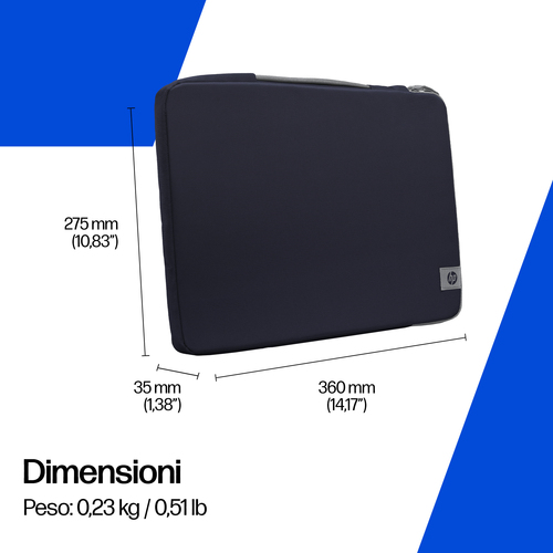 Borsa rigida per il trasporto HP (Sleeve) per 33 cm (13") a 35,6 cm (14") Computer portatile - Blu - Resistente ai colpi -