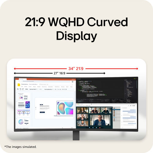 LG UltraWide™ U6 34U640B-B.AEK, 34-inch WQHD Curved (1800R) 144Hz Monitor, HDR10 and 99% sRGB, AMD FreeSync™ Premium. Disp