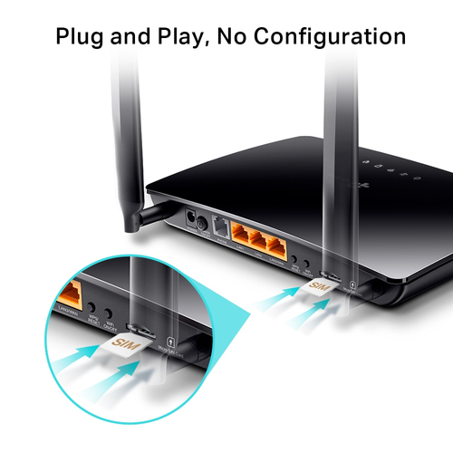 TP-Link TL-MR6500V Wi-Fi 5 IEEE 802.11ac 1 SIM Ethernet, Mobilfunk Modem/Wireless Router - 4G - LTE 2100, LTE 1800, LTE 26