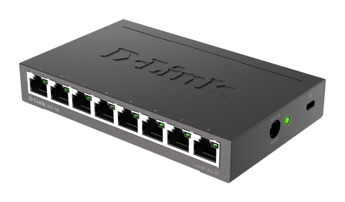 D-Link DGS-108, 8-Port Layer 2 unmanaged Gigabit Switch (8 x 10/100/1000 Mbit/s BaseT Port, Plug & Play, lüfterlos, Metall