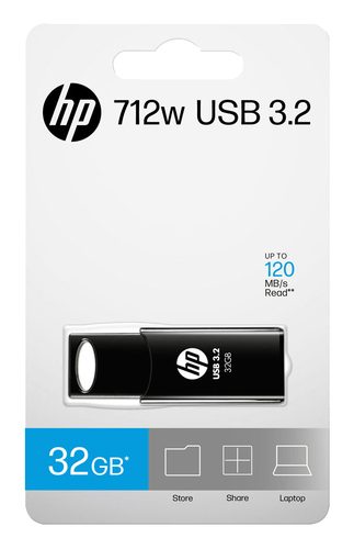 HP 712w 32 GB USB 3.2 (Gen 1) Type A Flash Drive - Black - 120 MB/s Read Speed