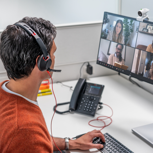 Poly Blackwire 5210 Kabel Auf den Ohren, Kopfbügel Mono Headset - Schwarz - Microsoft-Teams-Zertifizierung - Monaural - Oh