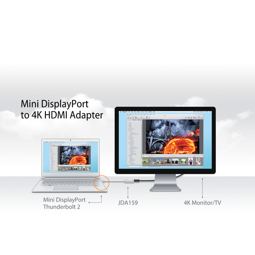 j5create JDA159 A/V Adapter - 1 x HDMI 1.4 Digital Audio/Video - Female - 1 × Mini DisplayPort 1.2 Digital Audio/Video - M