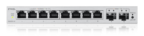 ZYXEL GS1200 GS1200-10v3 8 Ports Manageable Ethernet Switch - Gigabit Ethernet - 10/100/1000Base-T, 1000Base-X - 2 Layer S